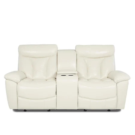 Casual Reclining Love Seat with Console